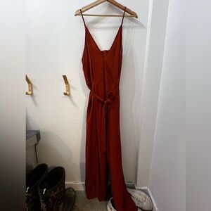 Women’s Burnt Orange Sleeveless Wide Leg Jumpsuit